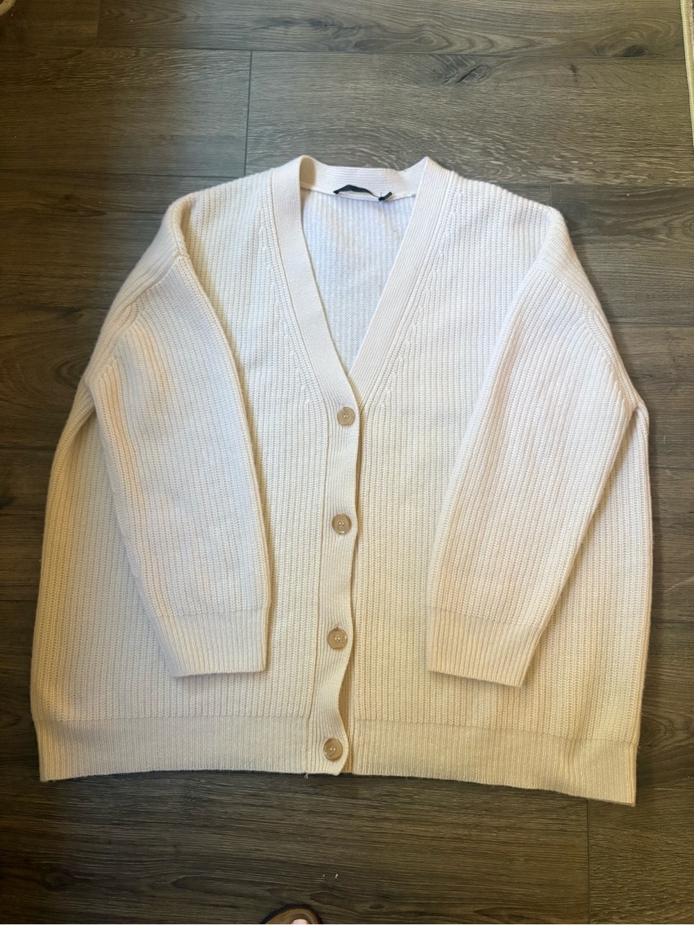 Jenni Kayne Cream Ribbed Button-Front Cardigan